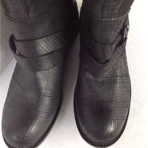 Caterpillar Knee High Black Leather Motorcycle Pull On Grunge Boots  Size 8.5 - Picture 3 of 5